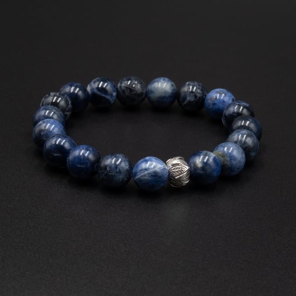 Sodalite Karen hill tribe silver gemstone drop earrings, Sagittarius gift