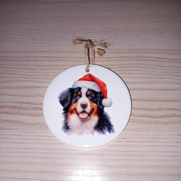 Bernese Mountain Dog Ceramic Bauble Christmas Tree Hanging Decoration Ornament 