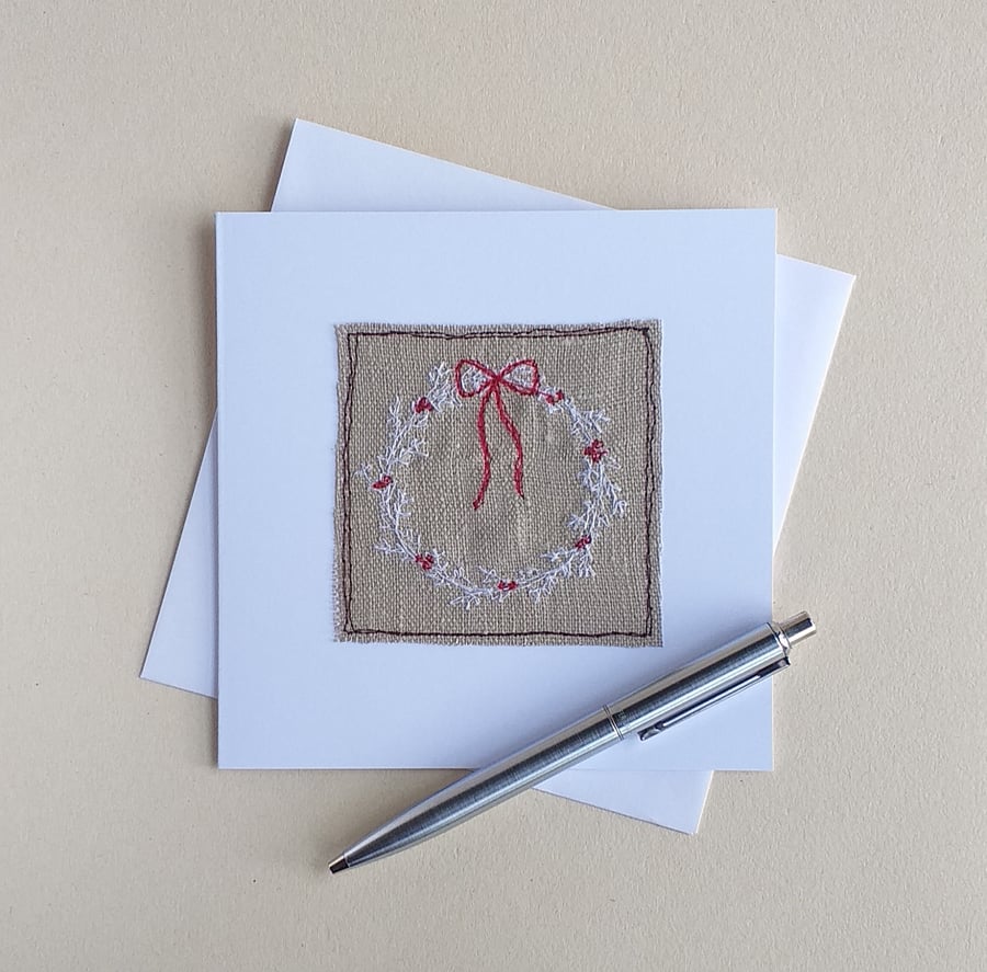 Christmas Card with White Wreath