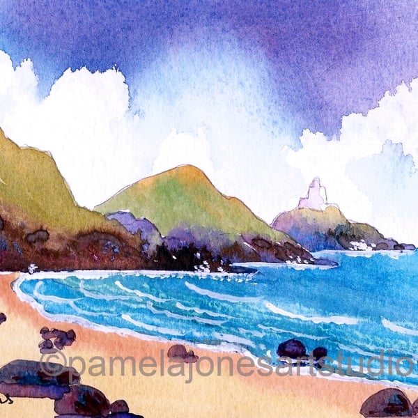 Mumbles Lighthouse, Bracelet Bay, Wales, in 8 x 6'' Mount