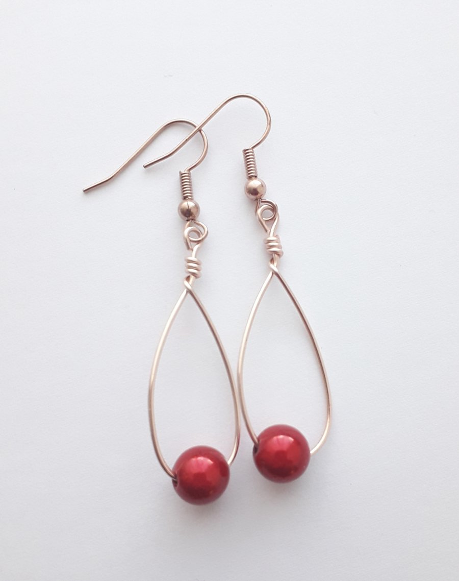 Red Miracle Swing Bead Earrings 