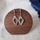 Diamond shaped sterling silver earrings from wax casting, Perfectly imperfect