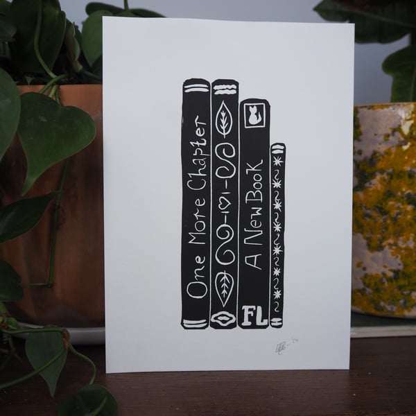 One More Chapter Handprinted Original Block Print