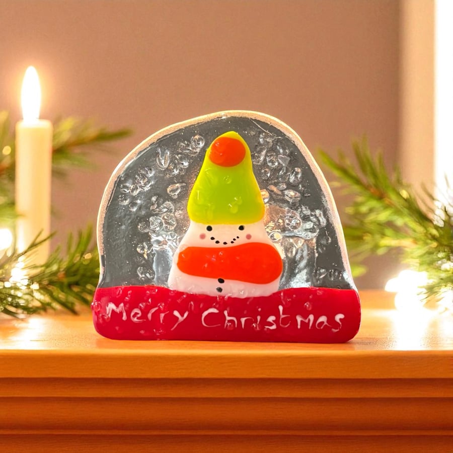 Handmade snowman tealight