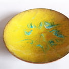 enamelled bowl - green on yellow