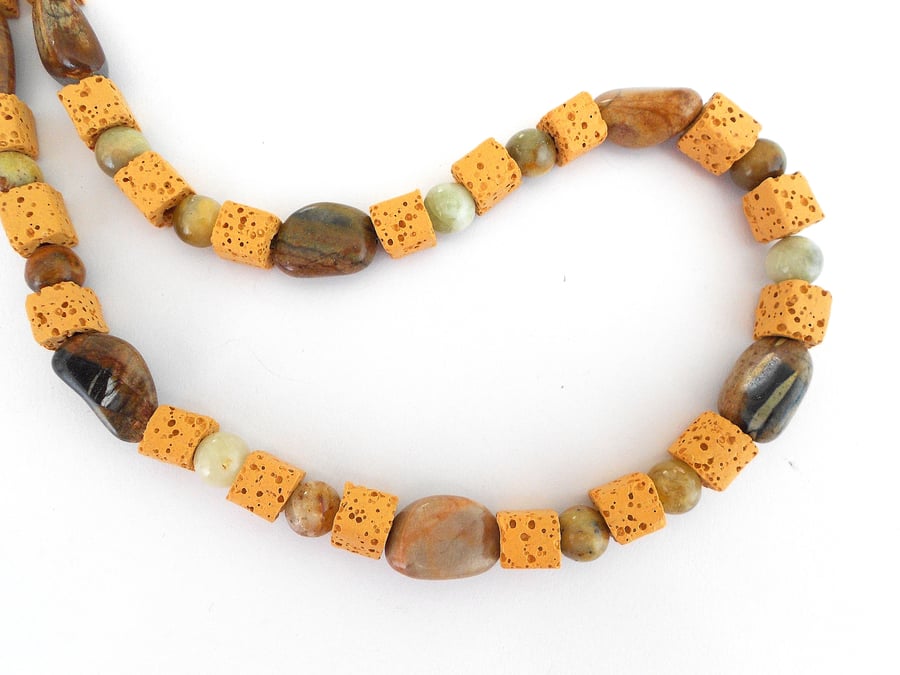 Sale!! was 12 pounds now 9 pounds Lava Stone, agate and jade necklace