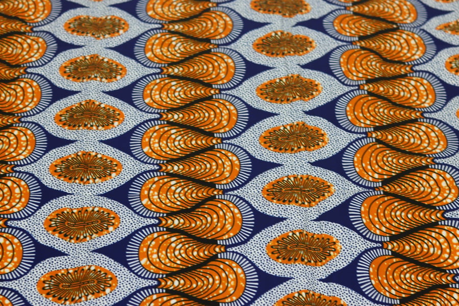 marmalade coloured african ankara resemble wax printed fabric in 100% cotton