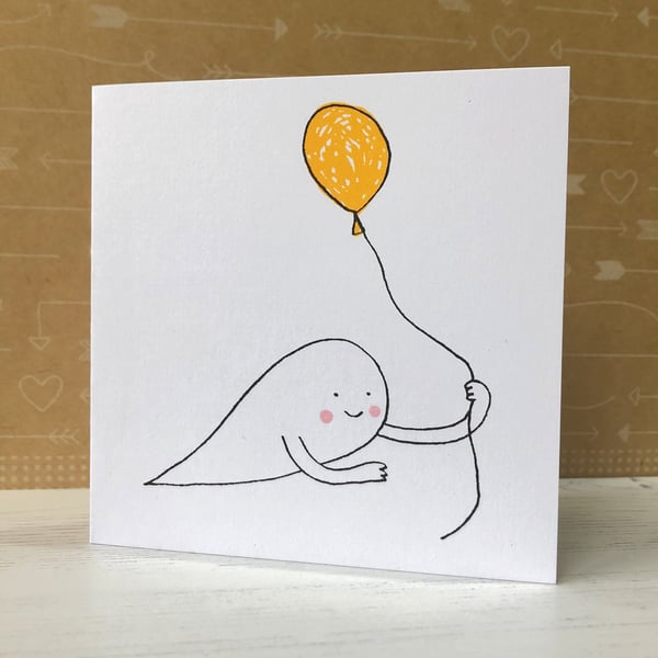 Ghost and Balloon Screenprinted Card