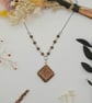 Unakite Pendant Gemstone Beaded Necklace, Square Shaped Stone - Image 5