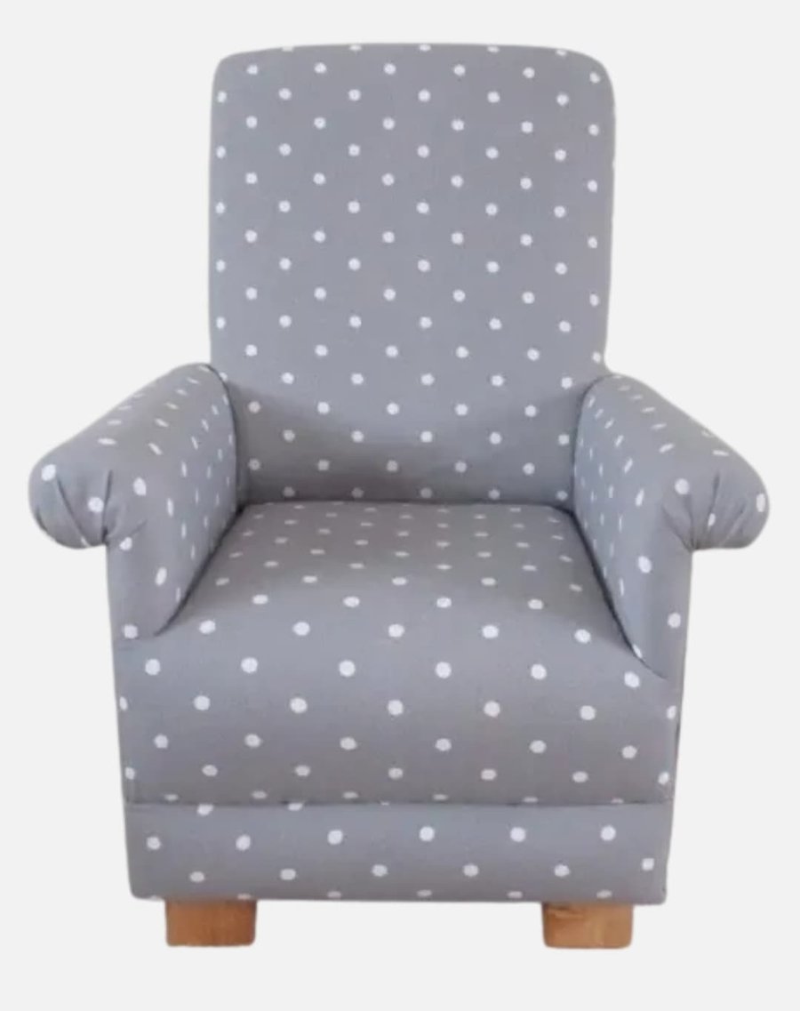 Smoke Grey Dotty Spot Fabric Child's Chair Children's Armchair Spotty Polka Dots