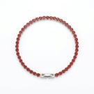Red 5A Zircon Tennis Bracelet Hypoallergenic Stainless Steel Stackable Handmade 