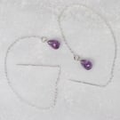Sterling Silver Amethyst Drop Threader Earrings