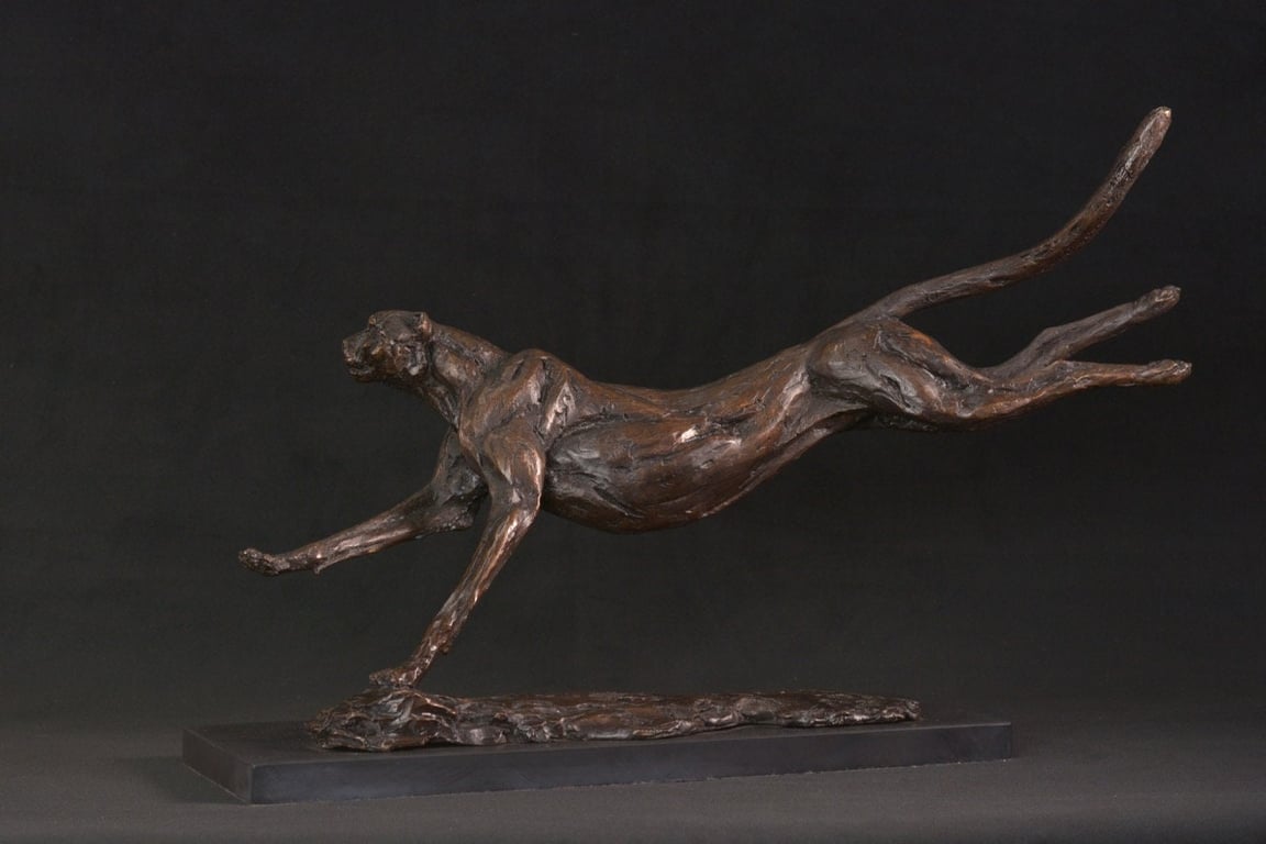Foundry Bronze Running Cheetah Statue Small Bronze Metal Sculpture