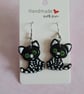 Handmade Polymer Clay Skeleton Cat Earrings, 316 Stainless Steel, Halloween