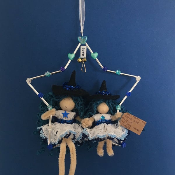 Mother And Daughter Witch Fairy Doll Decoration, Halloween Decor