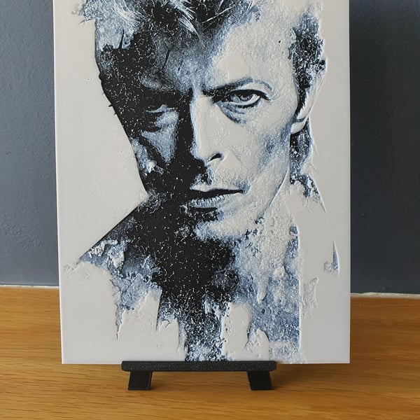 David Bowie Hueforge Portrait 3D Printed Artwork Print "FREE EASEL STAND!"