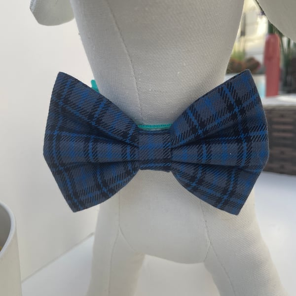 Blue Tartan Dog Bow Tie Folksy