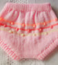Hand Knitted 3 Piece Dress Pants and Socks Set for a Baby Girl, Baby Shower Gift - Image 4