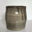 Handmade speckle grey stoneware jar vase 11cm x 11cm approx