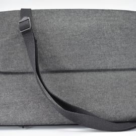 Denim dark grey handmade messenger bag. To carry laptop and documents easily. 