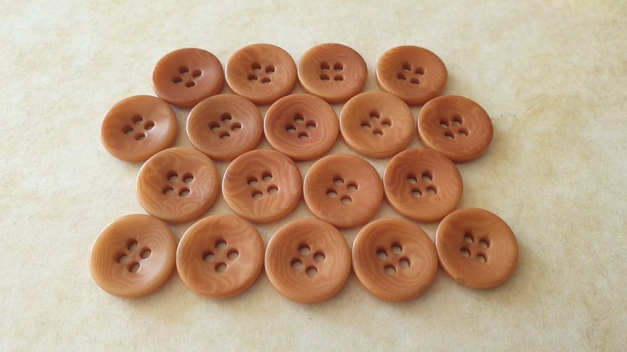 15mm 24L Corozo nut Buttons TERRACOTTA colour,  Natural product