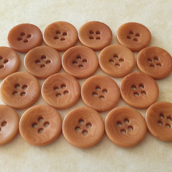 15mm 24L Corozo nut Buttons TERRACOTTA colour Natural product