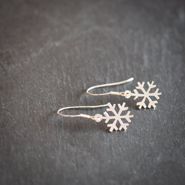 Sterling Silver Snowflake Dangle Earrings