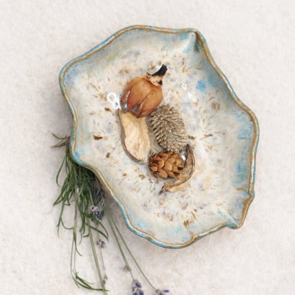 Coastal Trinket Dish – Handmade Ceramic, Beach-Inspired, Organic Stoneware