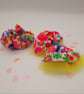 Set of 2 neon flower hair accessories,  clip on bow,scrunchie, yellow tulle. - Image 4