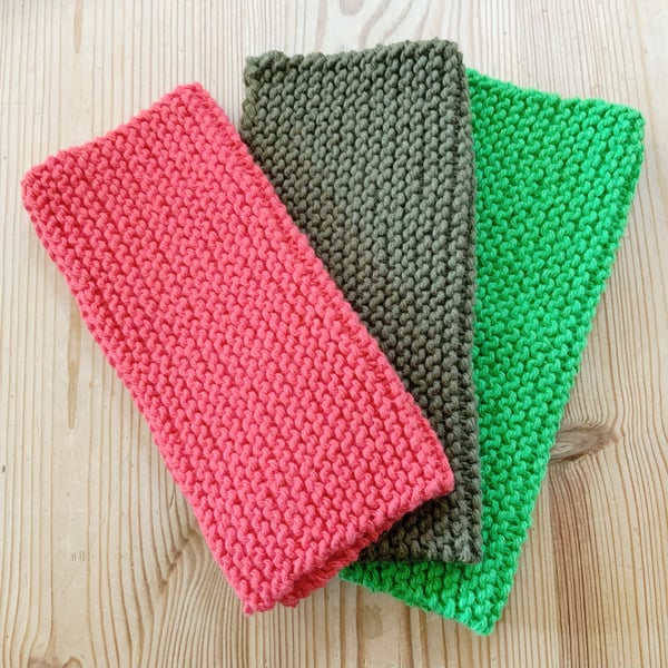 3 Reusable Cotton Cloths. Dishcloth. Facecloths. Cleaning Cloth. Flannel. 