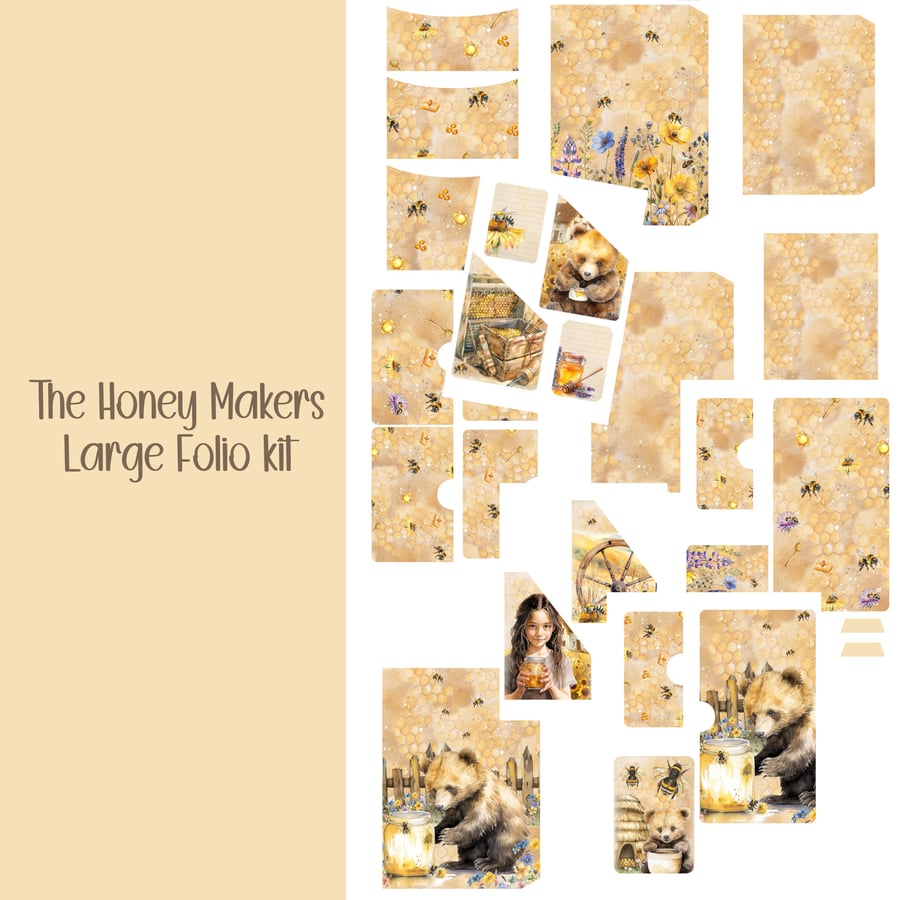 The Honey Makers Large Folio Scrapbooking, Ephemera, Journal, Digital Download