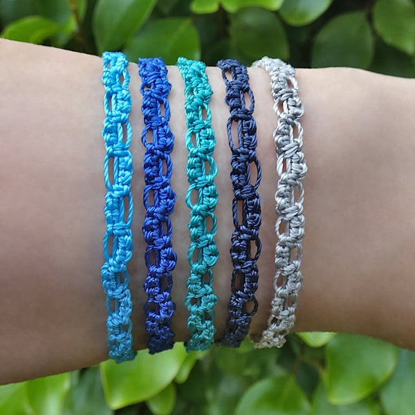 Handmade Macramé bracelet with stainless steel clasp - 5 colour options        