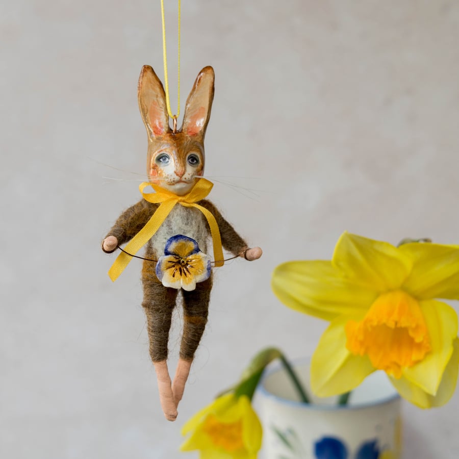 Ginger rabbit Easter hanging decoration. Merle the rabbit