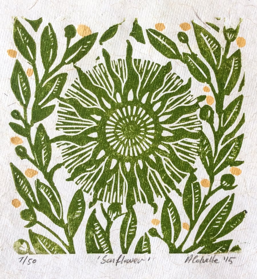 Sunflower Lino Print 