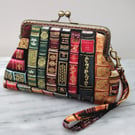 Kiss clasp purse, large purse, small clutch, gift for reader, book lover gift, c