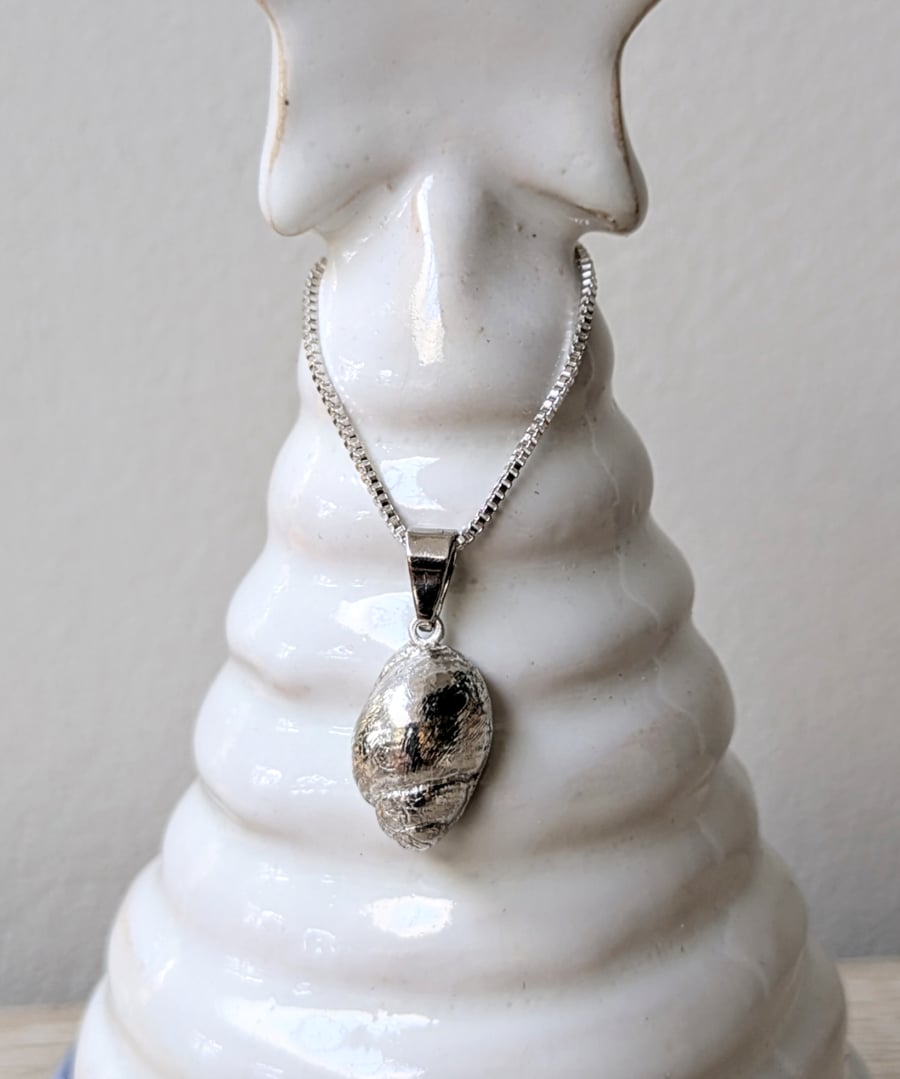Handmade Fine Silver Shell Necklace Pendant