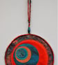 MM2336 - Moon Mandala Wallhanging - 19cm (7.5") diameter - orange - jade green  - Image 2