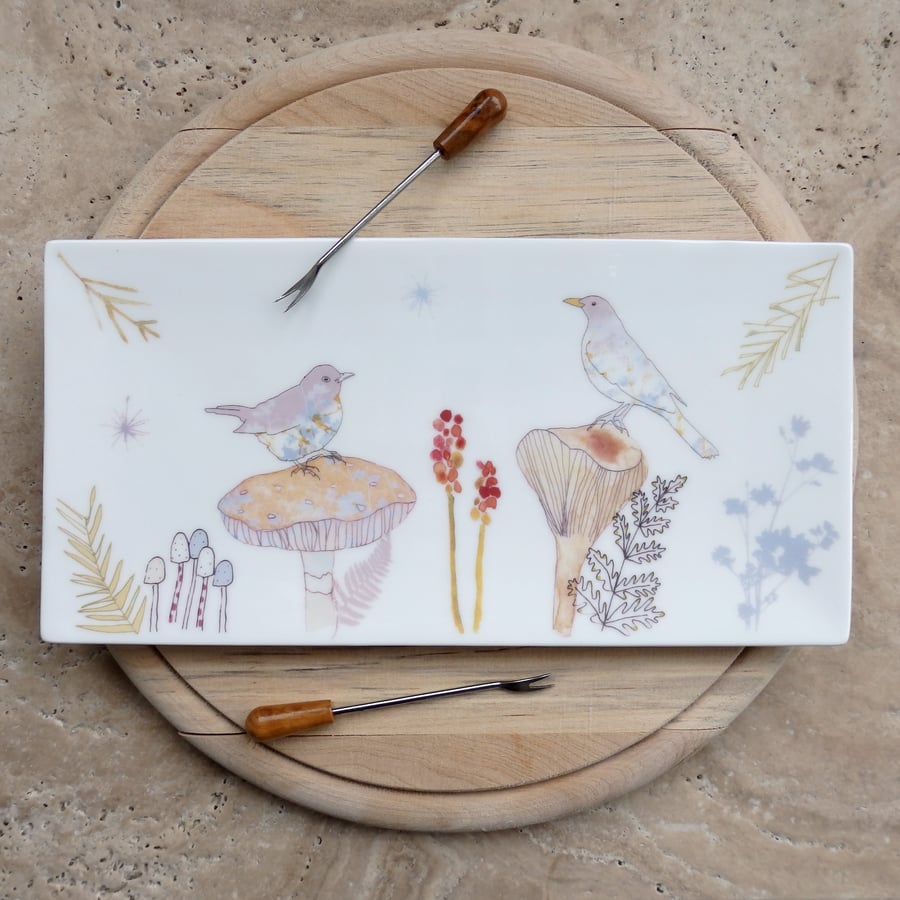 bone china blackbird trinket tray