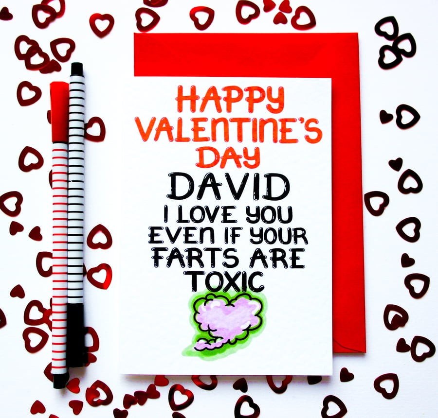 Customised Funny Valentine's Card, Funny Fart Valentine's Personalised Card