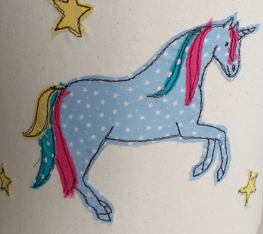Handmade Lamp Shade with Embroidered Unicorns