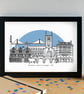 Hereford Landmarks Skyline Art Print - Image 3