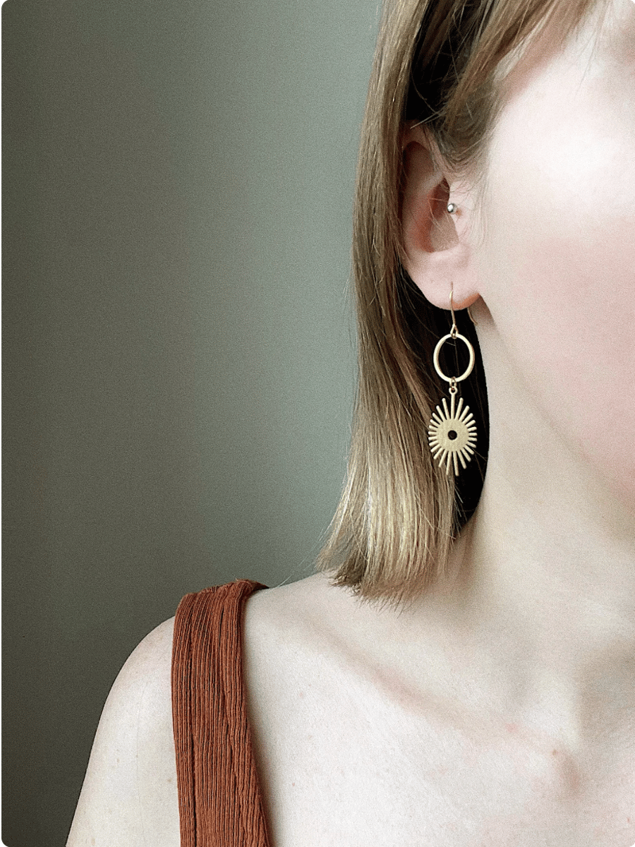Minimal gold brass earrings, statement jewellery, gift for her