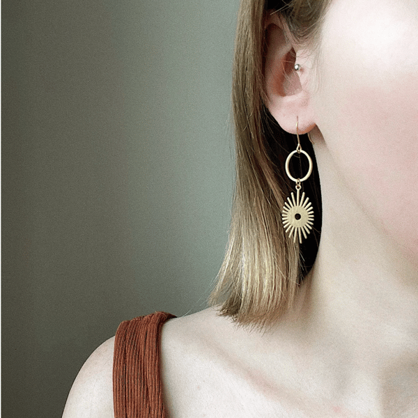 Minimal gold brass earrings, statement jewellery, gift for her