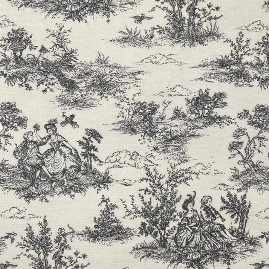Toile de Jouy Table Runner 135 x 40cm. Cotton  Black