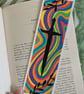 Handmade Multicoloured Swirl Sword and Leaves Bookmark