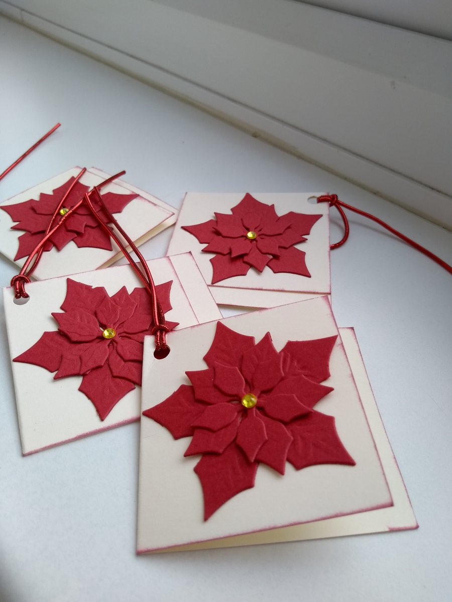 Pack of 4 poinsettia gift cards