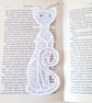Cat Bookmark, embroidered lace - Image 6