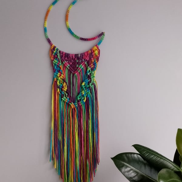 Macrame rainbow moon