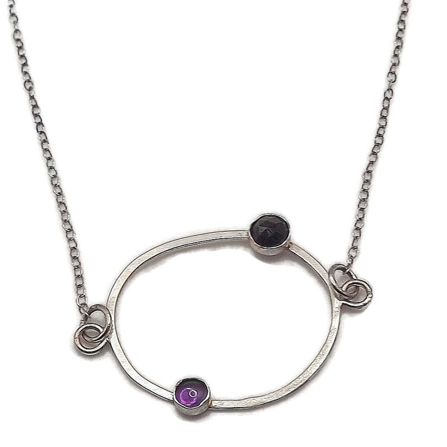 amethyst, spinel and sterling silver pendant