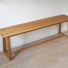 Split Top Bench - Solid oak bench, mid century design suitable for outdoor garde